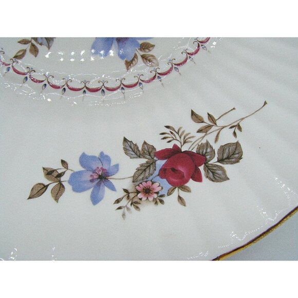 Vintage Royal Tara White Purple Rose Bouquet Gold Gilt Fine Bone China 9" Plate - Picture 4 of 11